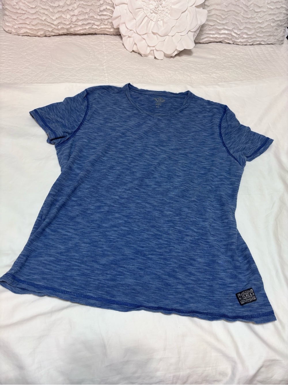 Flag & Anthem Blue Space Dye V-Neck T-Shirt Large